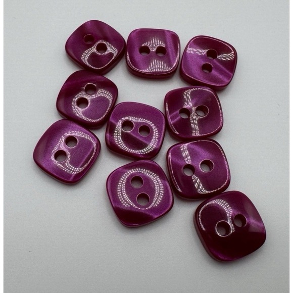 Chicos Dark Pink Magenta Designer Button Lot 10 Loose Square Buttons For Repair - Picture 1 of 3